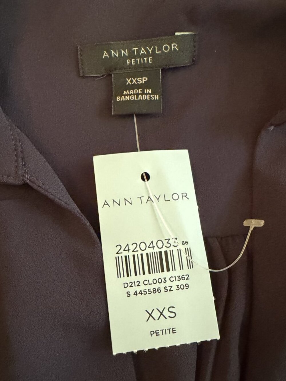 Ann Taylor Navy Blue NWT Silky long Sleeve Blouse Women Size XXS Petite Casual - Picture 5 of 7